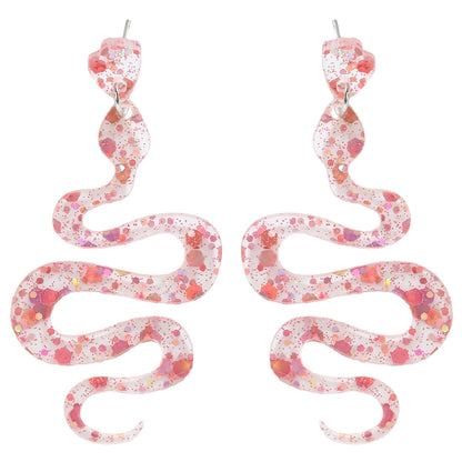 Glamorous Serpent – Dangle Earrings in Acrylic with Sequins