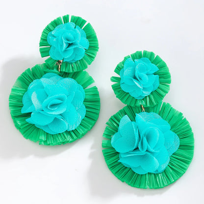 Vedawas Bohemian Raffia Flower Earrings