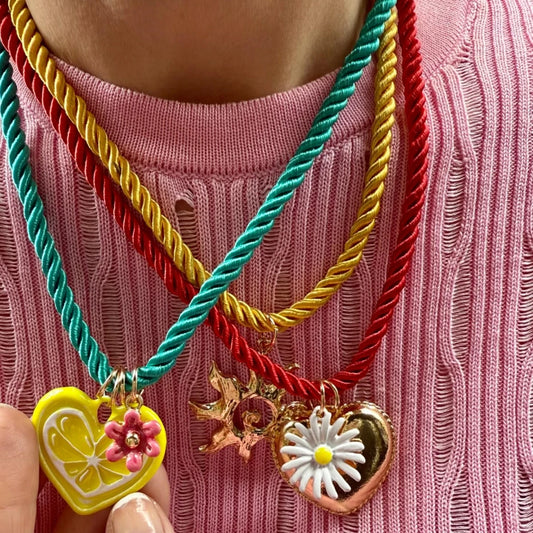 Vibrant Enamel Heart Necklace with Sun Pendant