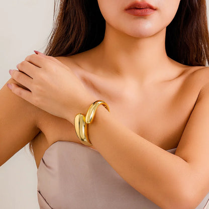 Water Drop Statement Gold Cuff Bracelet