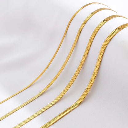 Unisex Stainless Steel Flat Snake Chain Necklace