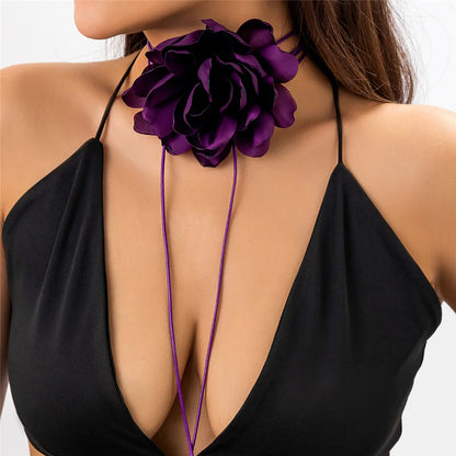Exaggerated Big Rose Flower Choker Necklace