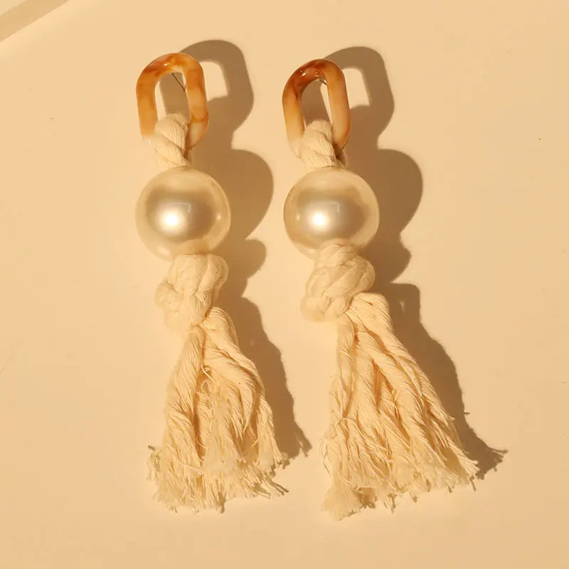 Pearl Twist – Handmade Statement Rope Earrings