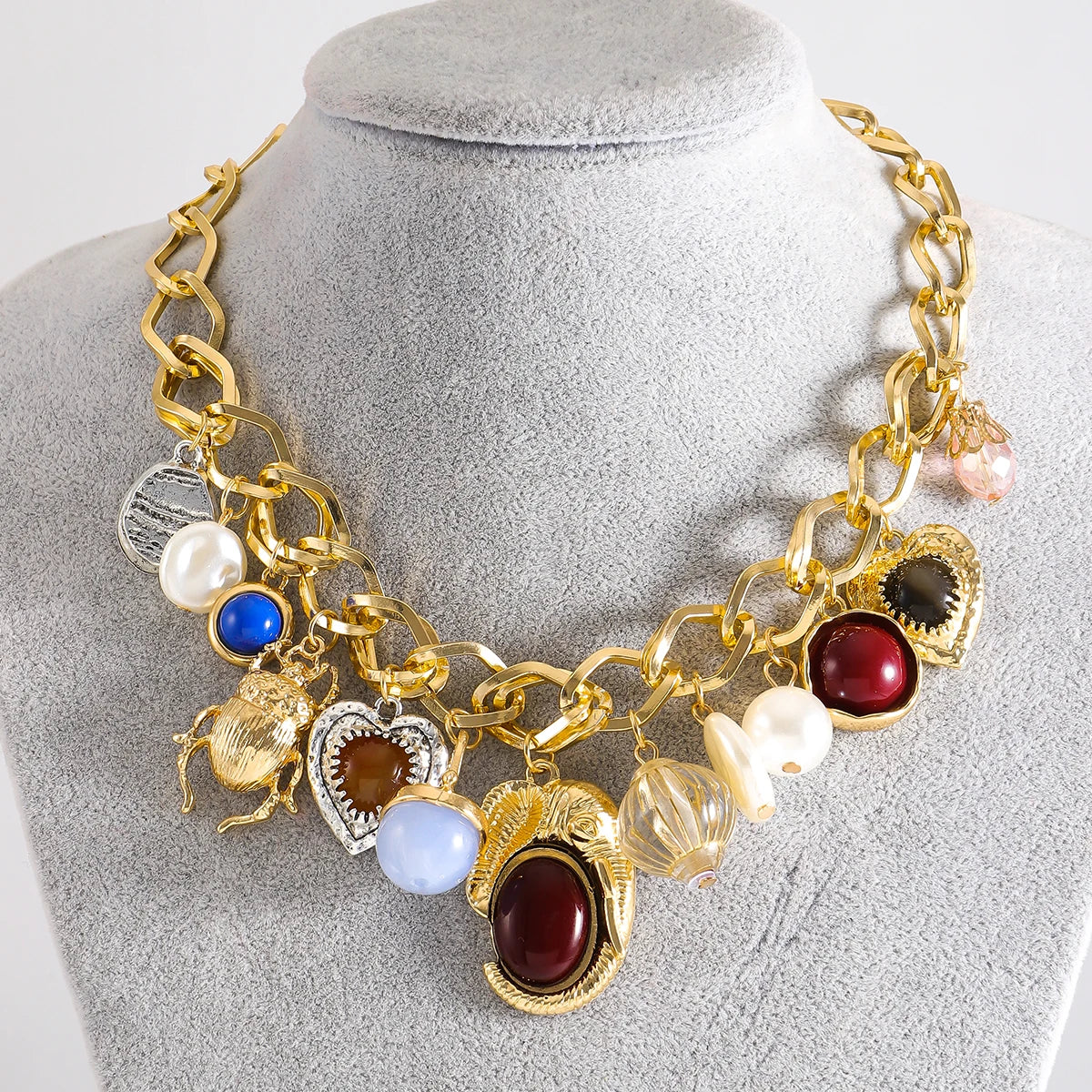 Dual Tone Coin Charm Necklace