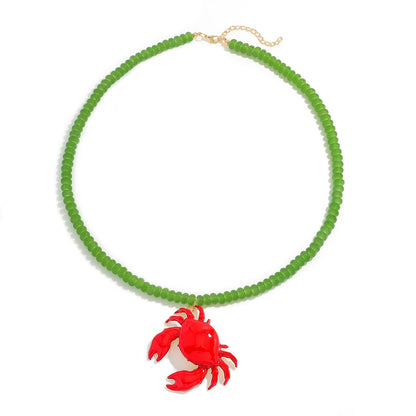 Boho Beaded Crab Necklace