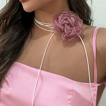 Exaggerated Big Rose Flower Choker Necklace