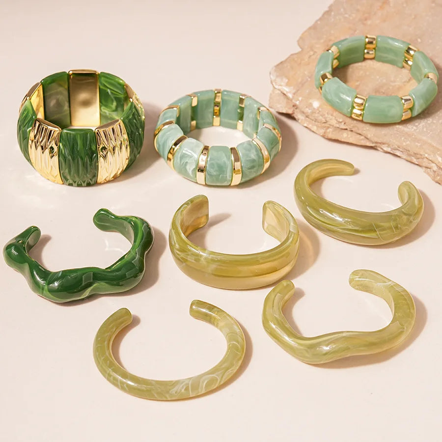 Vintage Acrylic Geometric Cuff Bracelet