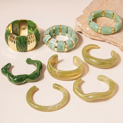 Vintage Acrylic Geometric Cuff Bracelet