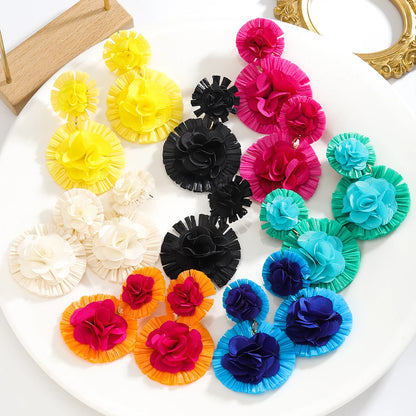 Vedawas Bohemian Raffia Flower Earrings