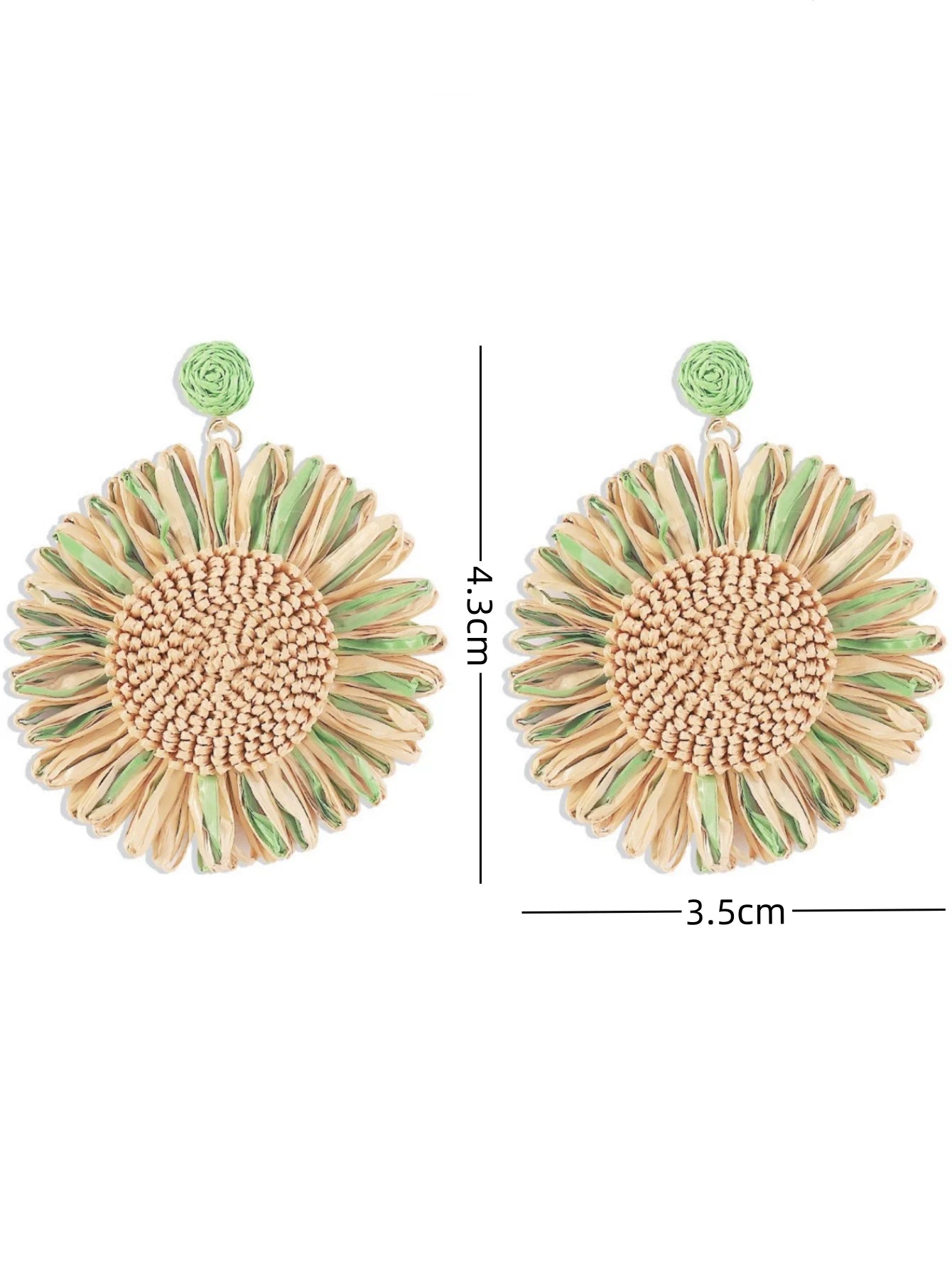 Boho Charm: Woven Sunflower Summer Earrings