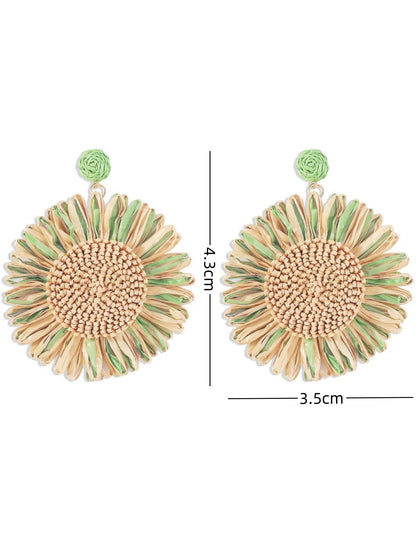 Boho Charm: Woven Sunflower Summer Earrings