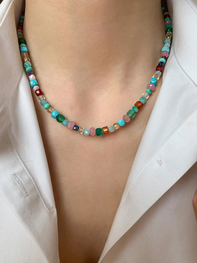 Colorful Natural Stone Beaded Necklace