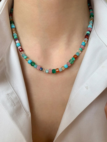 Colorful Natural Stone Beaded Necklace