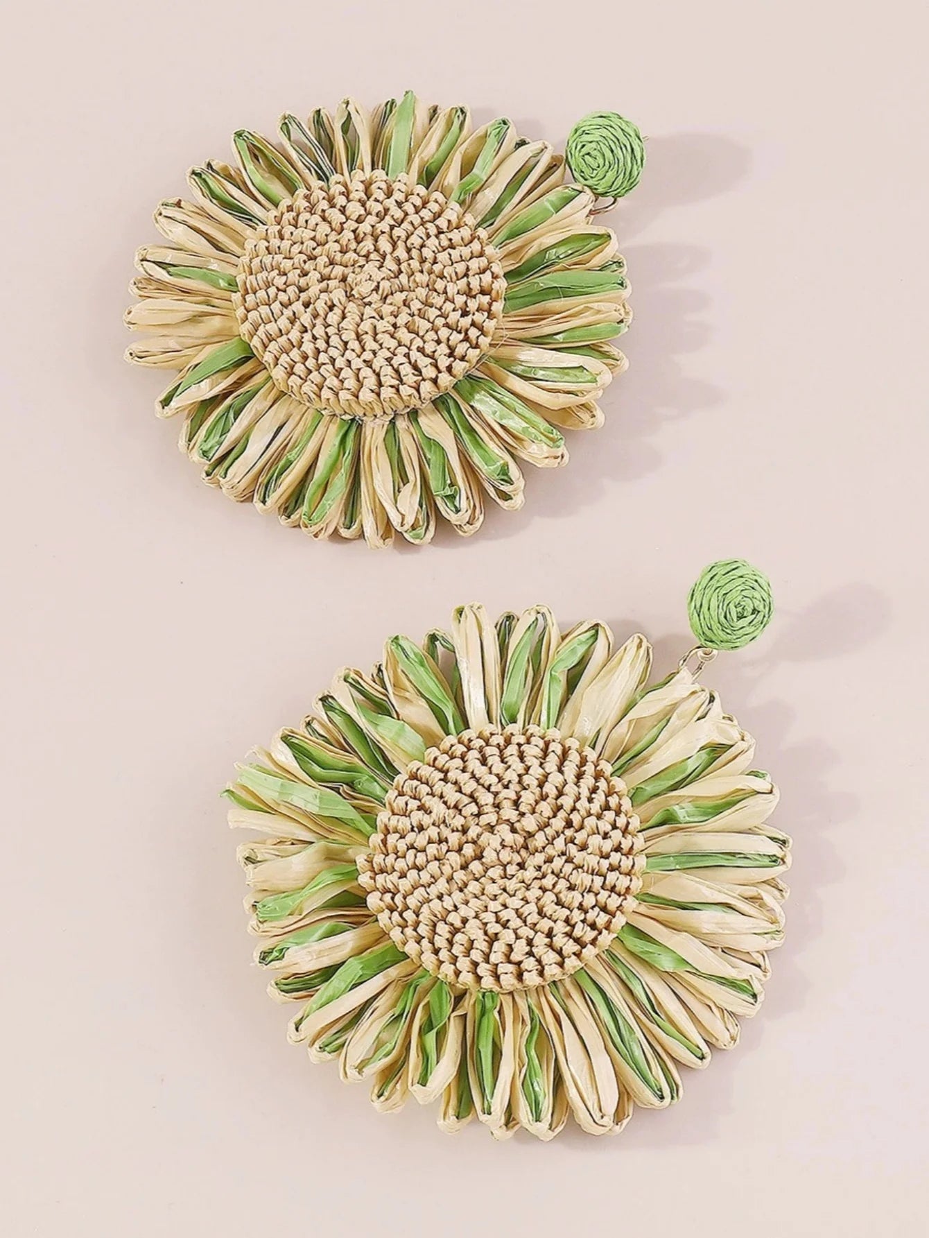 Boho Charm: Woven Sunflower Summer Earrings