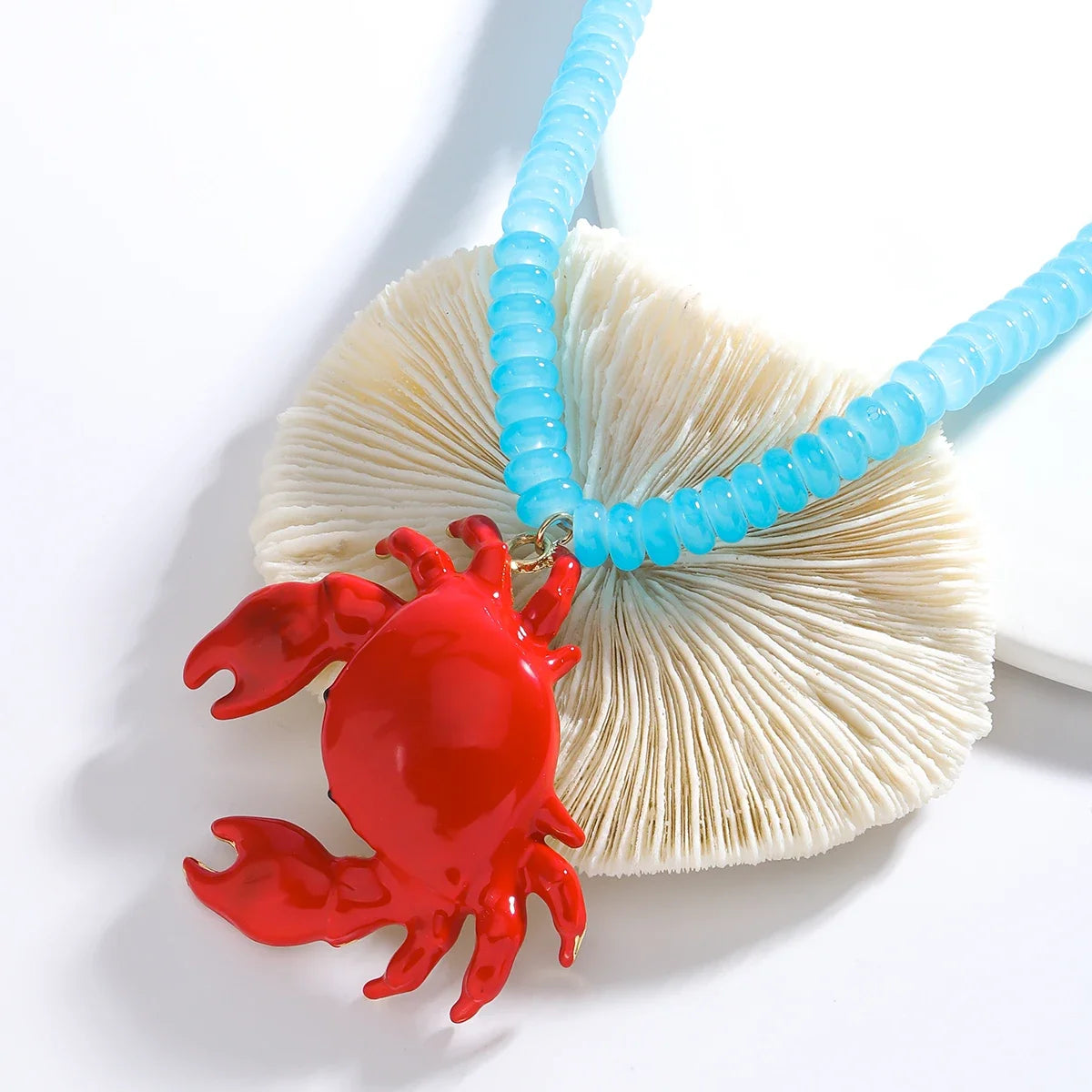 Boho Beaded Crab Necklace