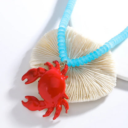 Boho Beaded Crab Necklace