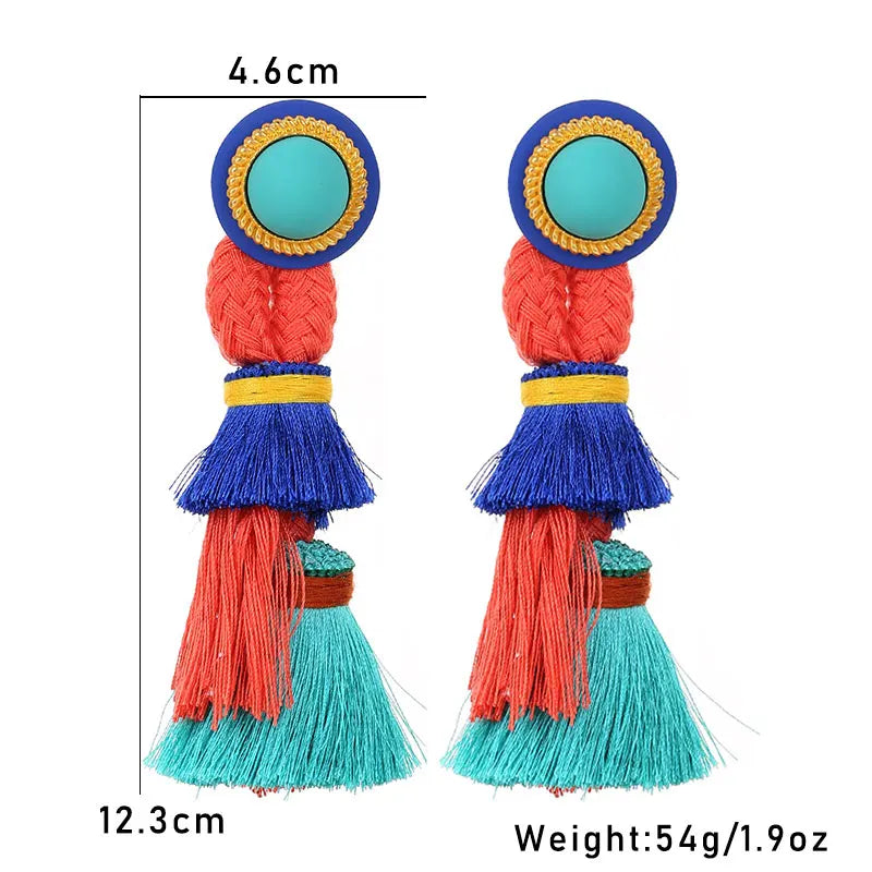 Boho Elegance – Handmade Long Tassel Earrings
