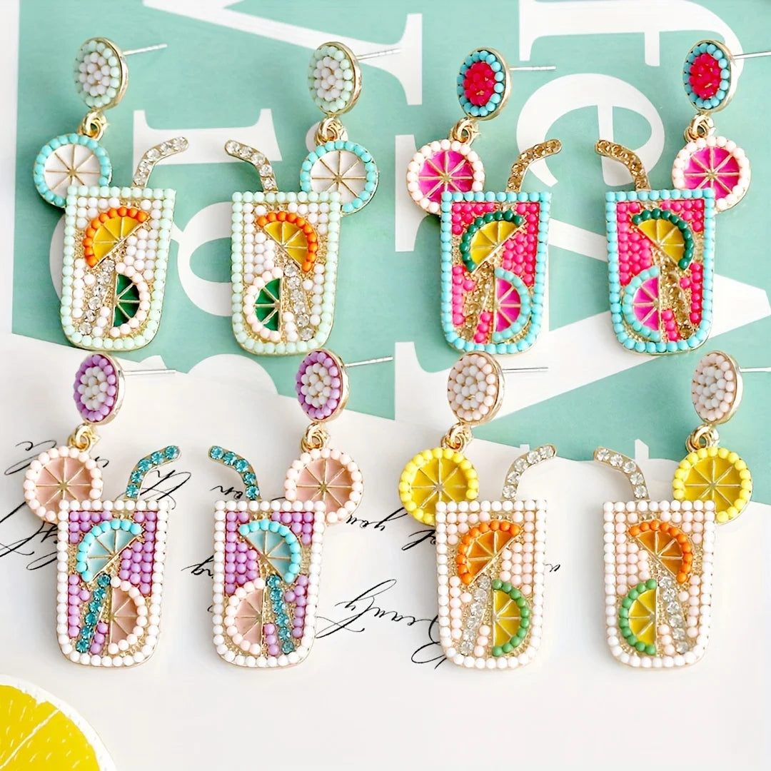 Lemonade Bead Dangle Earrings
