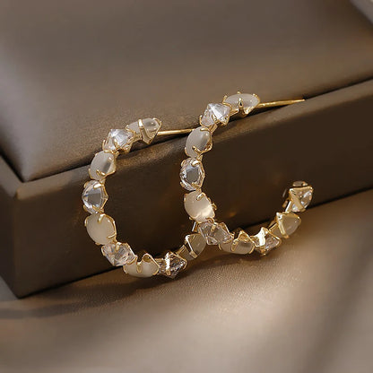 Elegant Opal Hoop Earrings