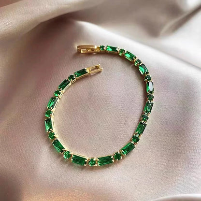 Luxury Green Zircon Copper Alloy Bracelet