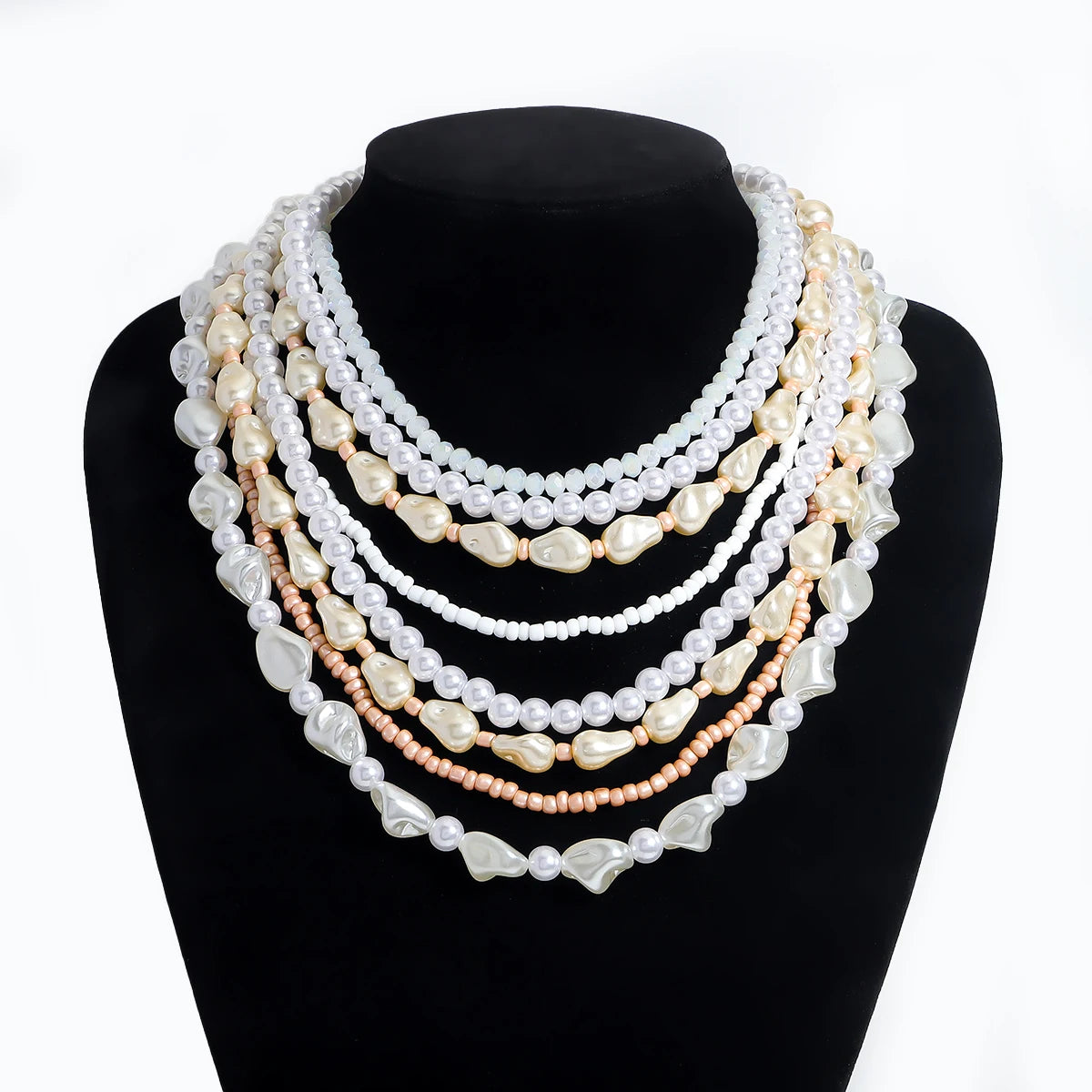 Statement Pearl Button Necklace
