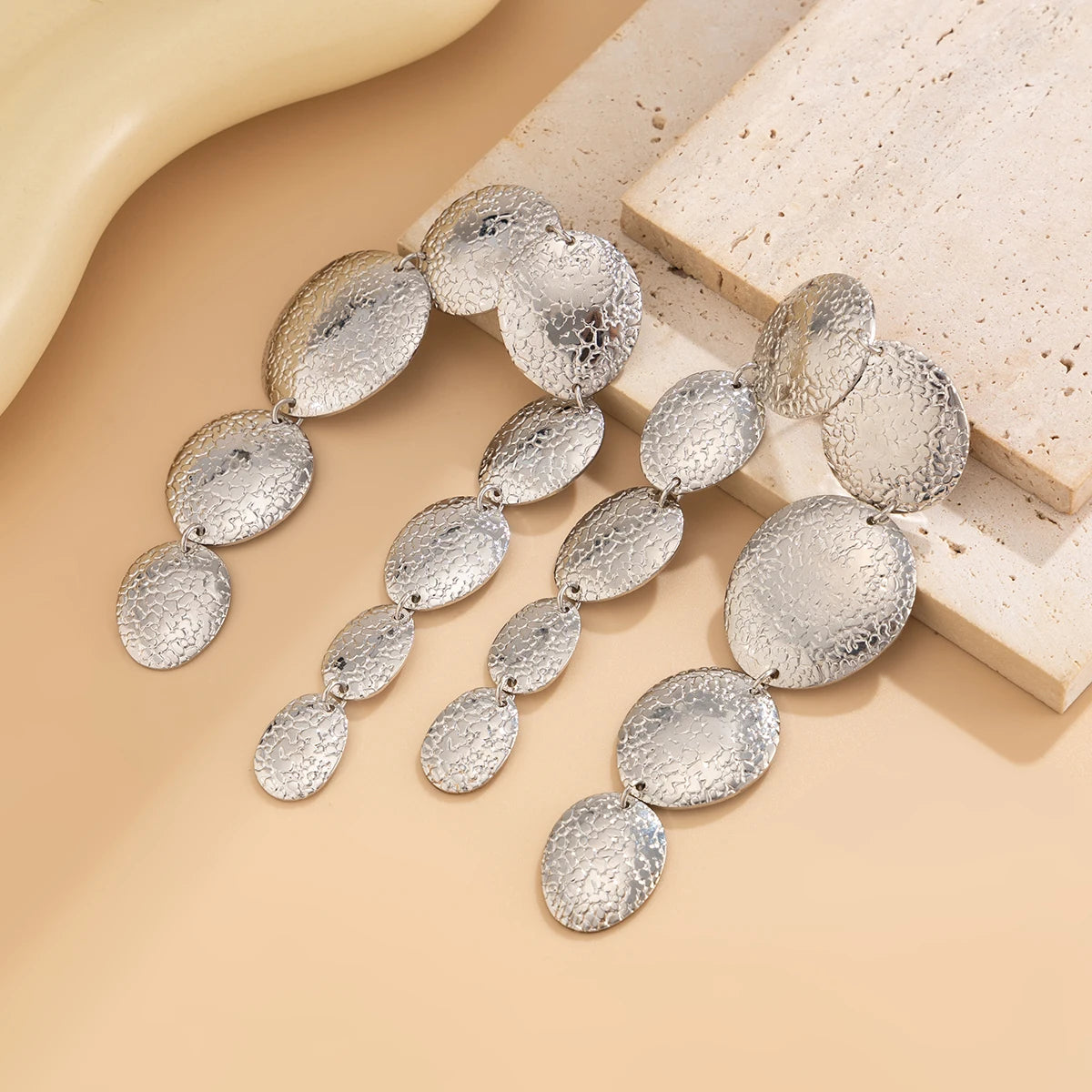 Glam Ellipse – Shiny Sequin Statement Earrings