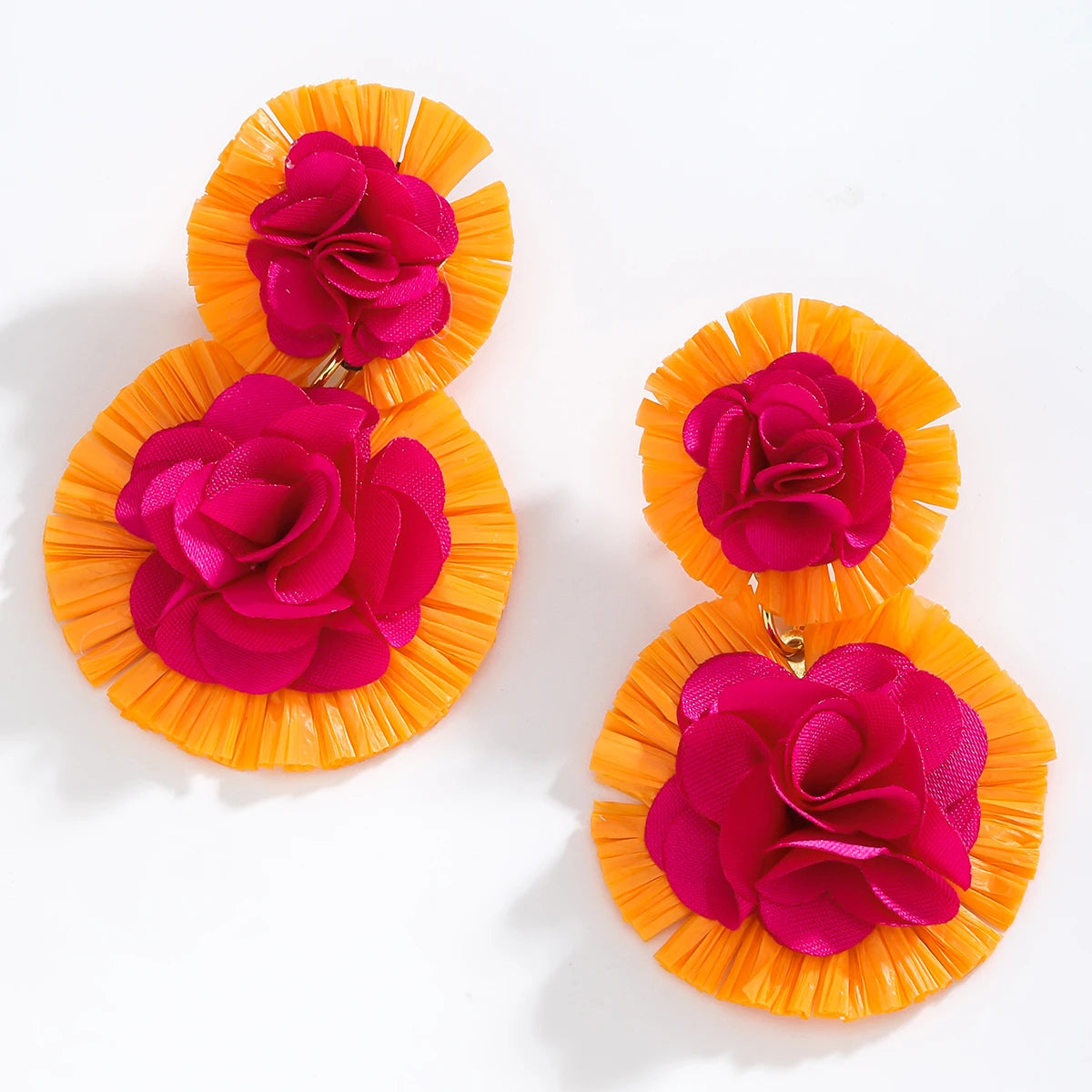 Vedawas Bohemian Raffia Flower Earrings