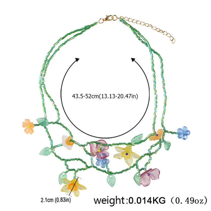 Bohemian Colorful Beaded Plant Necklace