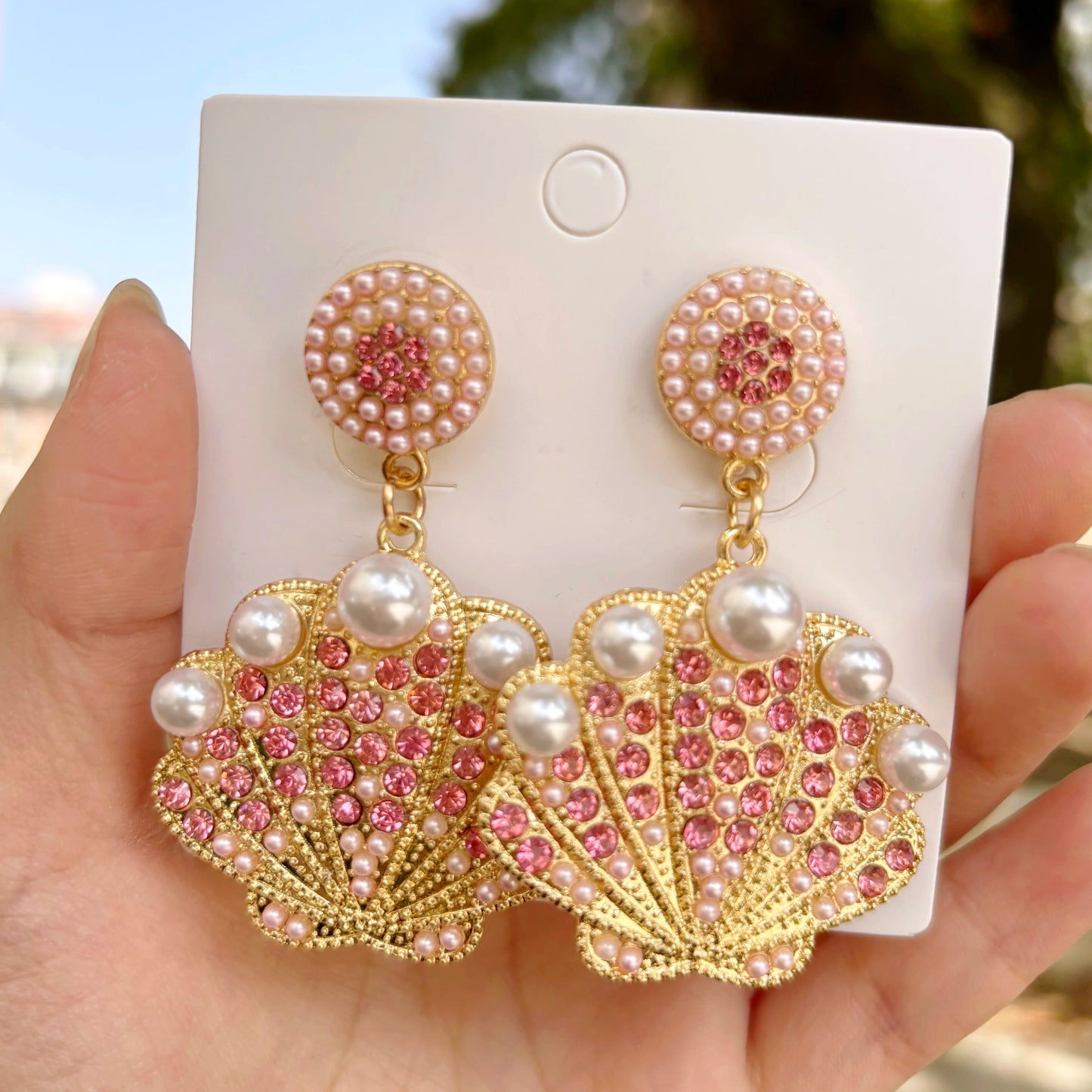 Ocean Sparkle Pearl Earrings