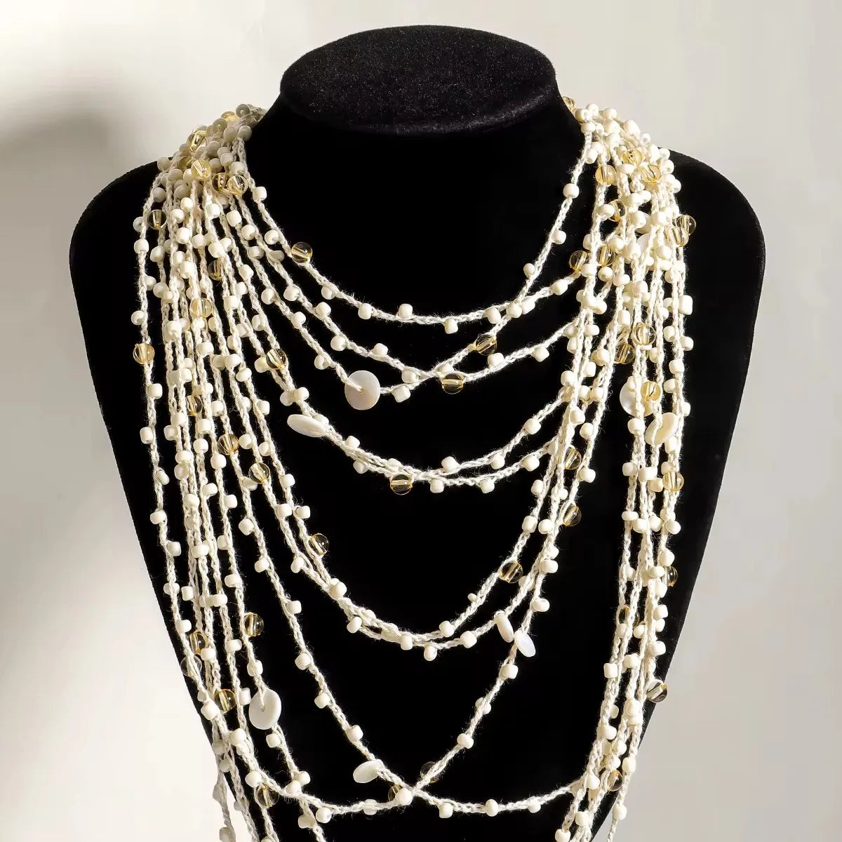 Multilayer Beaded & Rhinestone Necklace