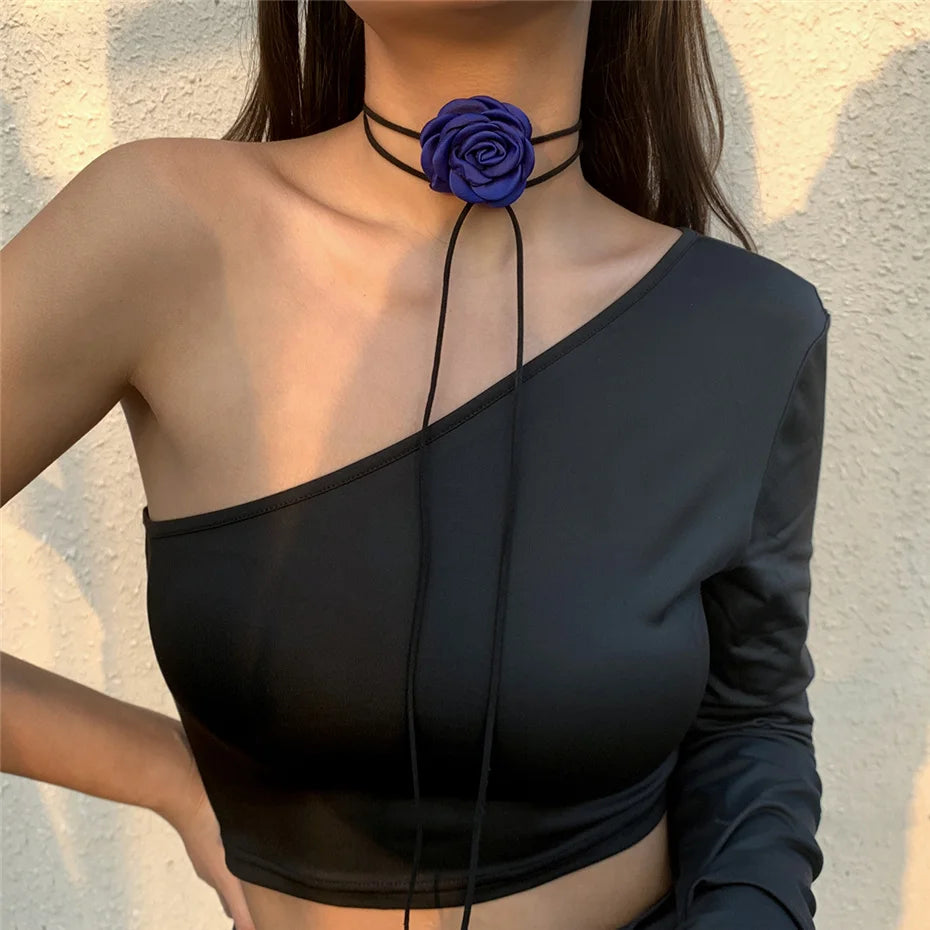 Big Rose Flower Clavicle Chain Necklace