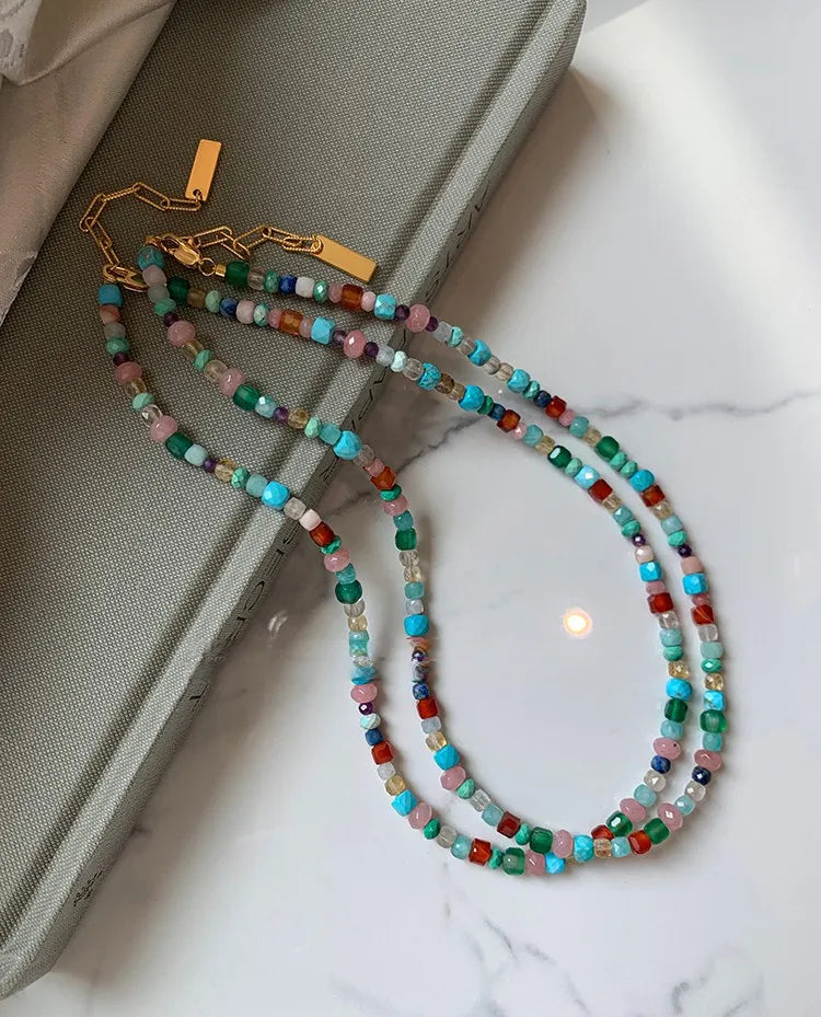Colorful Natural Stone Beaded Necklace
