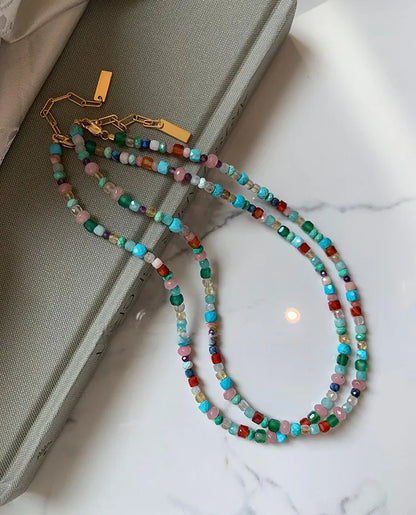 Colorful Natural Stone Beaded Necklace