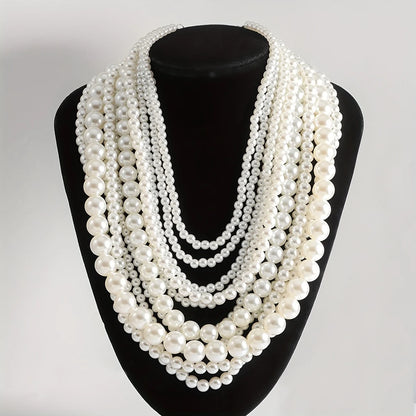 Elegant Handmade Long Pearl Necklace for Women – Multilayer Design