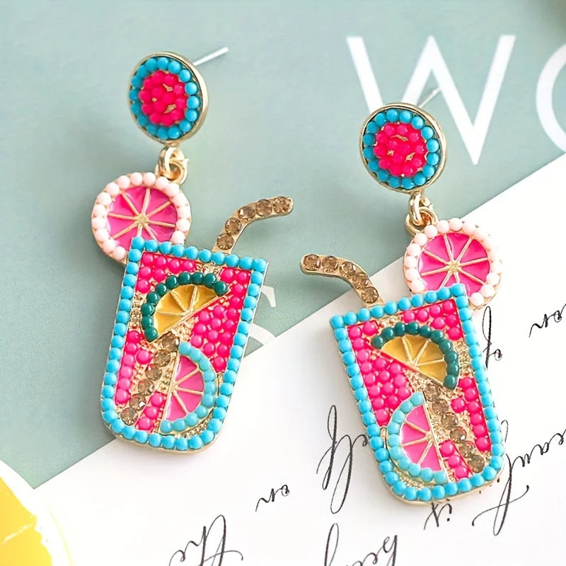 Lemonade Bead Dangle Earrings