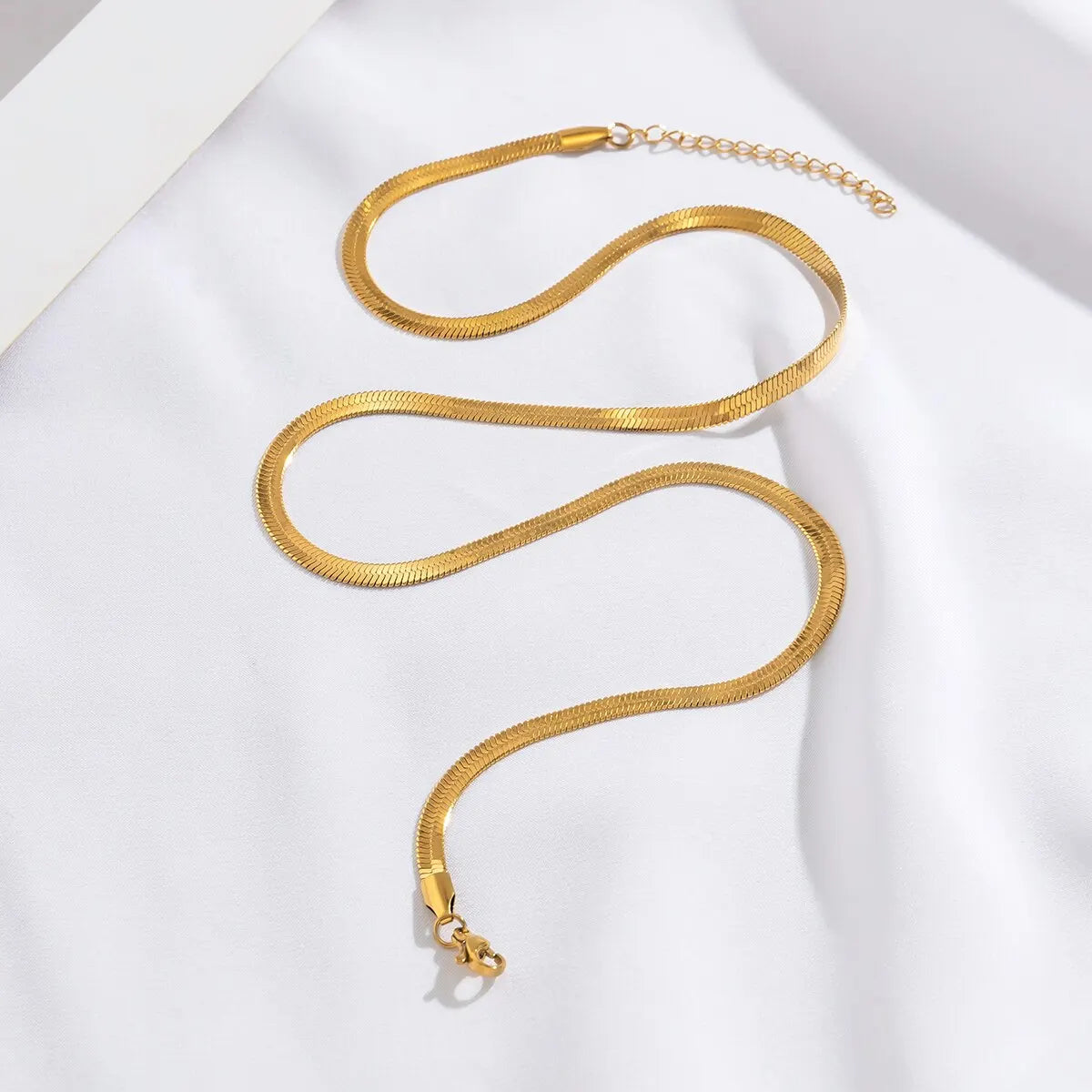 Unisex Stainless Steel Flat Snake Chain Necklace