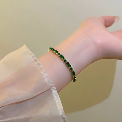 Luxury Green Zircon Copper Alloy Bracelet