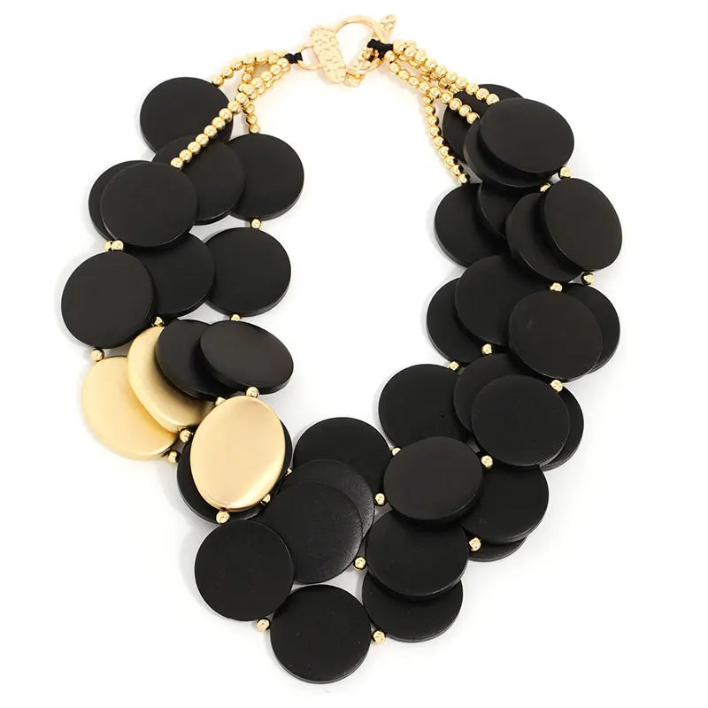 Natural Charm – Handmade Wood Bead Statement Necklace