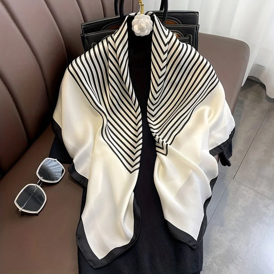 Classic Stripes: Soft Satin Square Scarf & Shawl