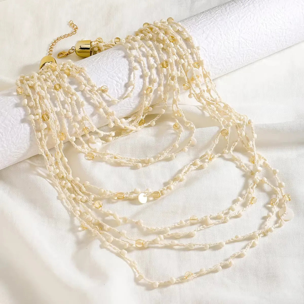 Multilayer Beaded & Rhinestone Necklace