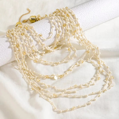 Multilayer Beaded & Rhinestone Necklace