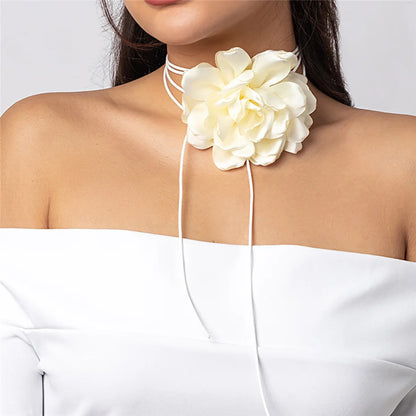 Exaggerated Big Rose Flower Choker Necklace