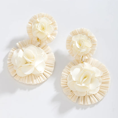 Vedawas Bohemian Raffia Flower Earrings