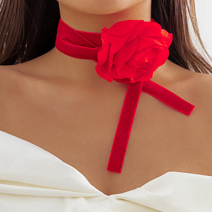 Big Rose Flower Clavicle Chain Necklace