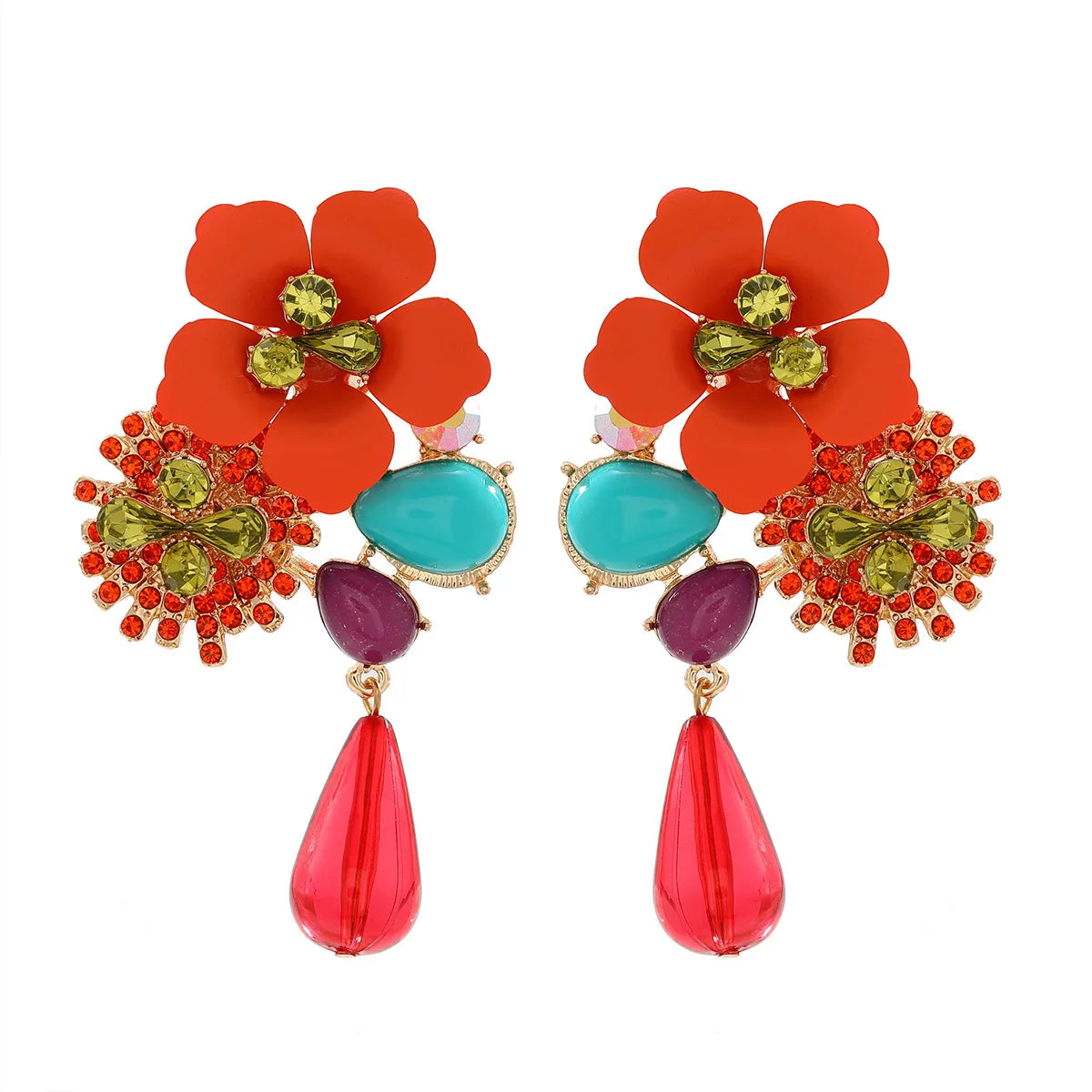 Colorful Bloom Jewel Earrings