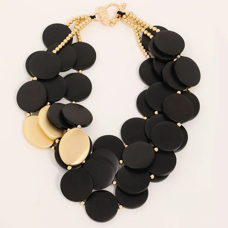 Natural Charm – Handmade Wood Bead Statement Necklace