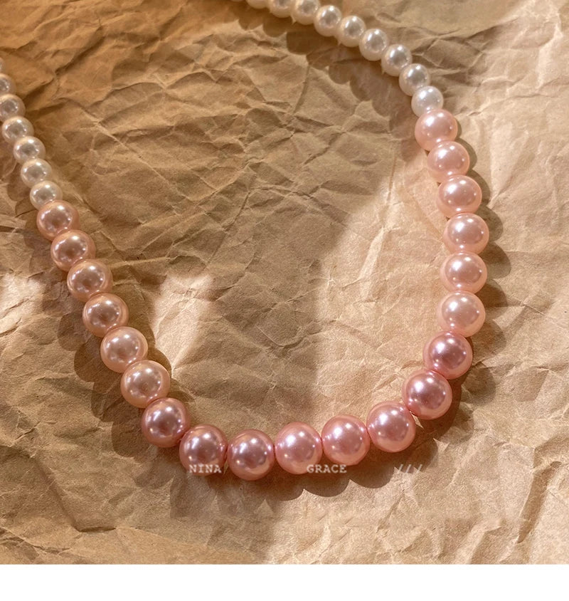 Gradient Pink Pearl Necklace