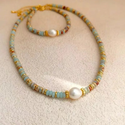 Natural Stone & Pearl Pendant