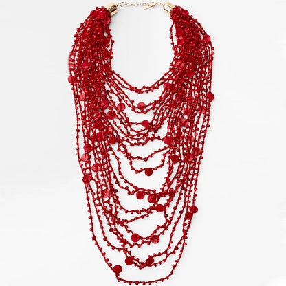 Boho Glow – Handwoven Beaded Shell Multilayer Necklace