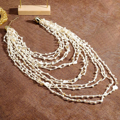 Multilayer Beaded & Rhinestone Necklace